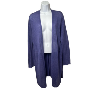 J.Jill purple long sleeve cardigan size large linen blend